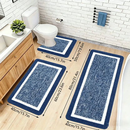 3 Piece Extra Large Bathroom Rugs Sets, Bathroom Shower Rugs With U Shaped Toilet Mat Absorbent Microfiber Plushes Non Slide Bath Rugs Sets Washable Rug