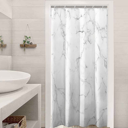 1pc Grey, Black, and White Marble Print Bath Curtain,, Artistic Style Bathroom Home Decor Shower Curtain with Hooks, Universal for All Seasons, Available in Multiple Sizes