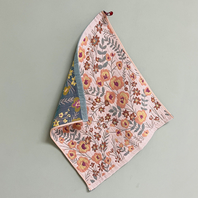 Two Pure Cotton Household Towels with A Floral Pattern, 14.37 X 15.75 Inches, Soft And Absorbent, Suitable for Washing Face And Daily Cleaning. Ideal for Homes, Hotels, Spas, Hair Salons, And Bathrooms.