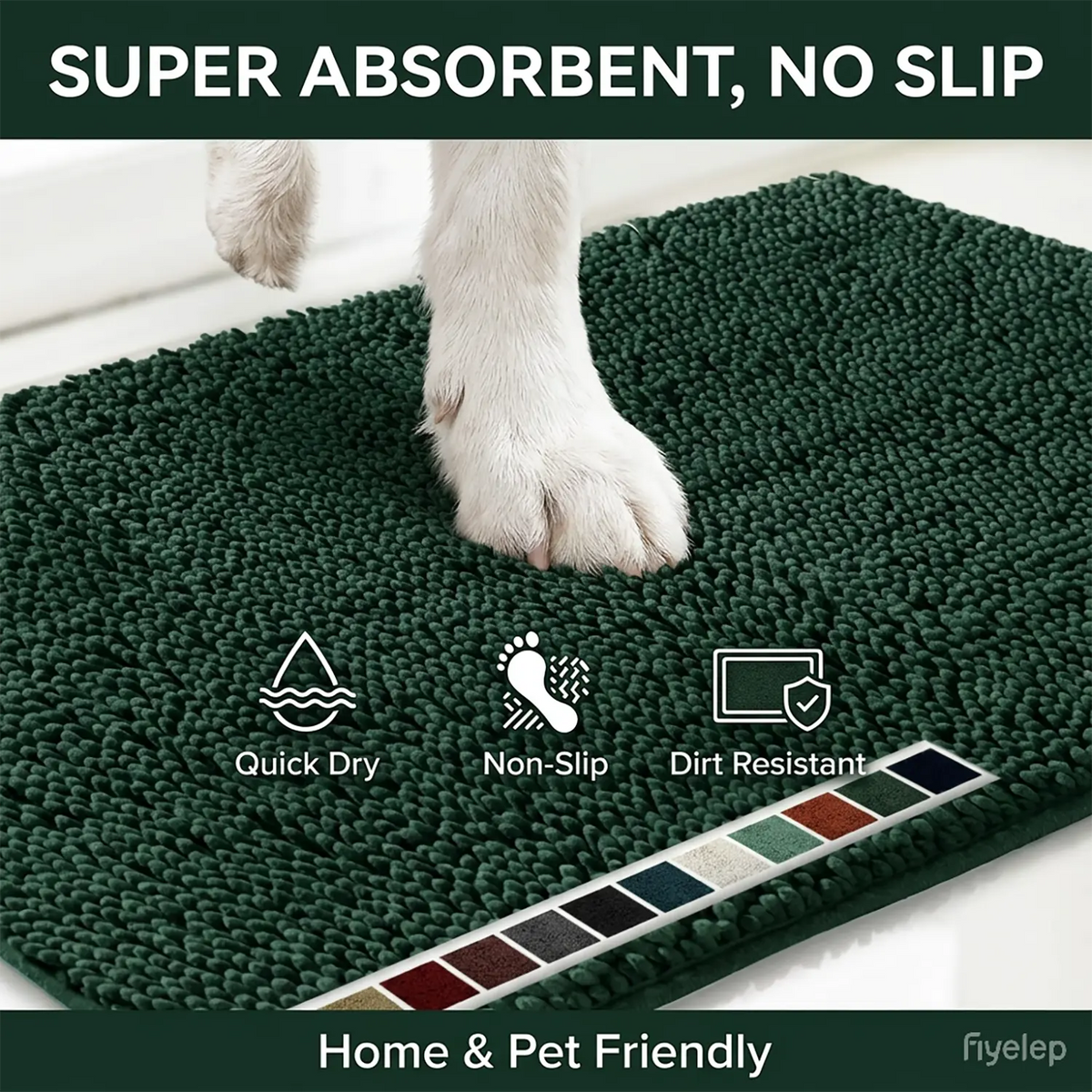 Indoor Door Mat, Bathroom Mat Set, Super Absorbent Microfiber Chenille Entryway Rug, Non-Slip Front Door Mat, Quick Dry Machine Washable Pet-Friendly Mats for Entryway/Hallway/Kitchen