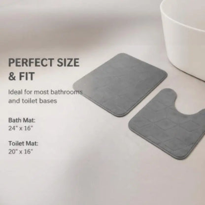 Two-piece set of bath mat and toilet mat, water-absorbent and quick-drying, non-slip, Bath Mats For Bathroom