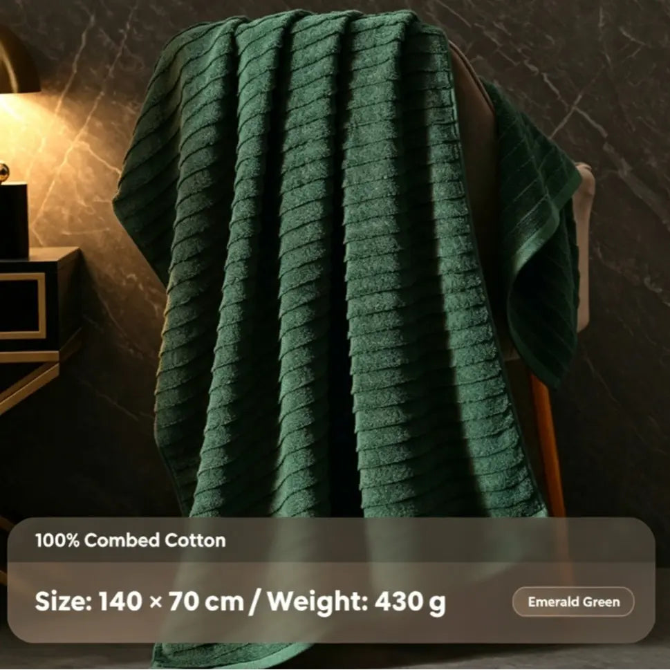 100% Combed Cotton Bath Towel, 430g Plush Touch Quick-Dry Large Towel (70x140cm) for Bathroom Daily Use, Shower Wrap