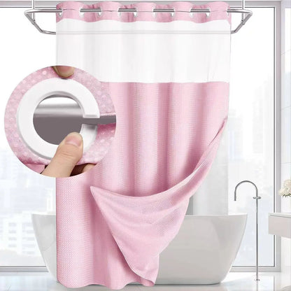 Christmas Festive Waffle Double-Layer Fragrance Shower Curtain with Waterproof Liner - No Hooks, 72x75in, Washable Fabric Keeps Upkeep Simple, Waterproof Liner Keeps Shower Clean, Modern Home Bathroom Decor