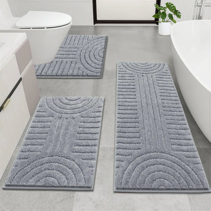 [Back to School] HEBE Bathroom Rugs Sets 3 Piece Bathroom Shower Rugs with U-Shaped Contour Toilet Mat Absorbent Microfiber Plush Bath Mats Non Slip Bath Rugs Machine Washable Shaggy Bath Mat Set summerwins,dorm essentials,home decor,home essentials