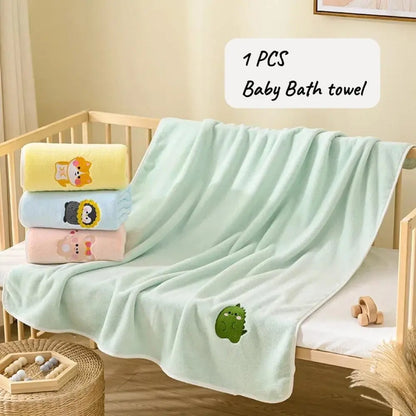 2026 New Arrival Ultra Soft Coral Fleece Bath Towel - Absorbent Thickened 105x110cm Lint-Free Neutral Unisex Quick-Dry Option with Cartoon Animals Embroidery Detail for Daily Shower