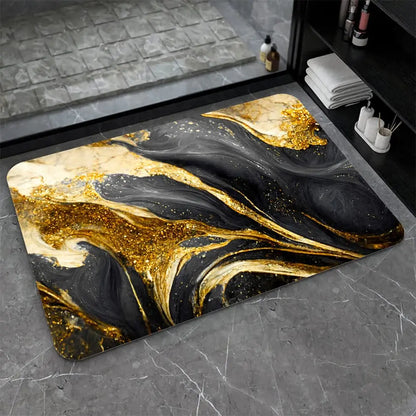 Diatomaceous Earth Bath Mat,Black Funny Skull Non-Slip Volume Super Absorbent Fast Drying for Bathroom Kitchen Door mat,Eco-Friendly Easy to Clean 16×24Inch (40 * 60cm)