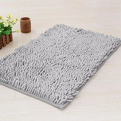 Plush Low-Density Low-Lint Water Absorbent Bathroom Mat - Washable Soft Absorbent Dog Drying Doormat, Quick-Drying Chenille Indoor-Outdoor Bathroom Rug, Gray