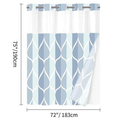 Geometric corrugated no hook shower curtain, double-layer shower curtain with inner lining, soft polyester fabric, fashionable and simple style home decoration, bathroom accessory, 72x75in