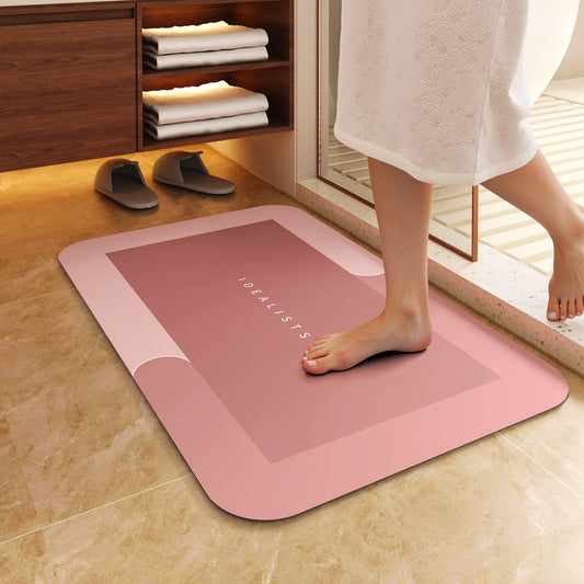 Premium Quick-Dry Bathroom Mat-Ultra-Absorbent Thin Diatomite Bath Mat-Rubber Backing Thin Non-Slip Machine Washable and Mildew-Resistant Rug for Shower,Kitchen,Laundry Room and More with Geometric Design and Easy Cleaning last-minute Father's Day gift