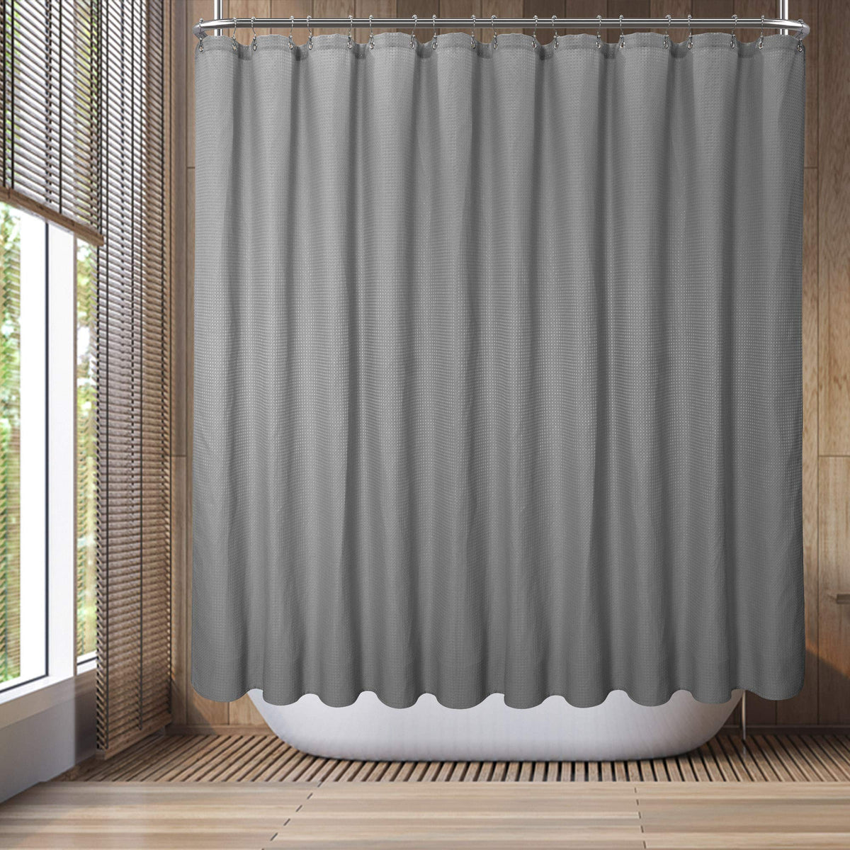 Barossa Design Waffle Weave Extra Long Shower Curtain White 84 Inch Length