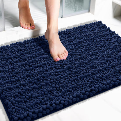 Yimobra Bathroom Rugs Non-Slip Washable – Extra Soft & Absorbent Chenille Bath Mat, Quick-Dry Plush Shaggy Floor & Vanity Bath Rugs for Tub & Shower, Modern Home Decor Accessories, 24 x 17, Grey