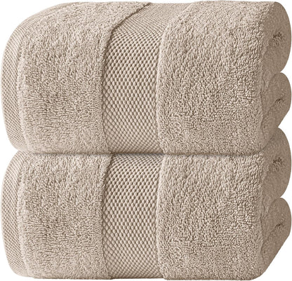 White Classic Luxury Soft Bath Sheet Towels - 650 GSM Cotton Luxury Bath Towels Extra Large 35x70 | Highly Absorbent and Quick Dry | Hotel Collection Extra Large Bath Towels Oversized, Taupe, 2 Pack