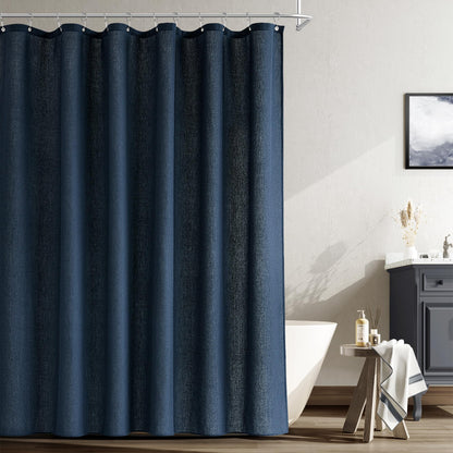 Naturoom Linen Shower Curtain 72 Inch Long for Bathroom Beige 1 Panel