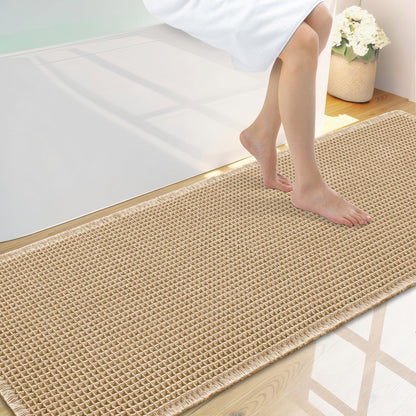 Smiry Waffle Bath Mat 30X20, Extra Soft Absorbent Bathroom Rugs, Brown
