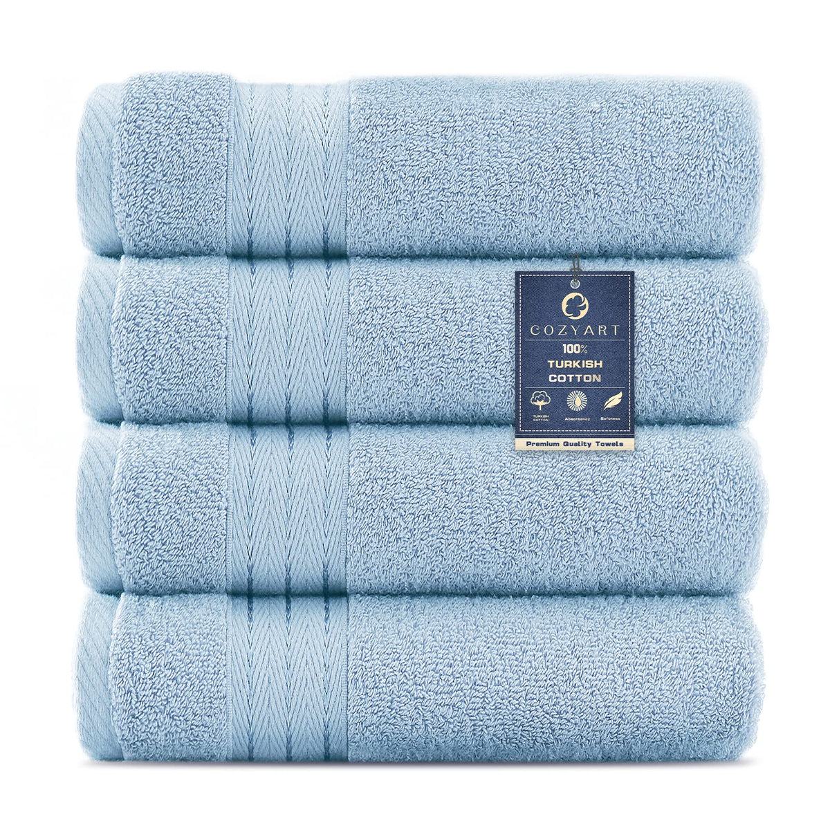 COZYART Luxury Bath Towel Set 6 Pcs, Dark Green 100% Turkish Cotton 650 GSM