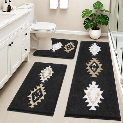 [Back to School] HEBE Bathroom Rugs Sets 3 Piece Bathroom Shower Rugs with U-Shaped Contour Toilet Mat Absorbent Microfiber Plush Bath Mats Non Slip Bath Rugs Machine Washable Shaggy Bath Mat Set summerwins,dorm essentials,home decor,home essentials