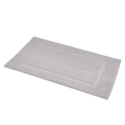 Amazon Basics Banded Bathroom Bath Rug Mat, 100% Cotton, 31 x 20 inches, Soft Silver