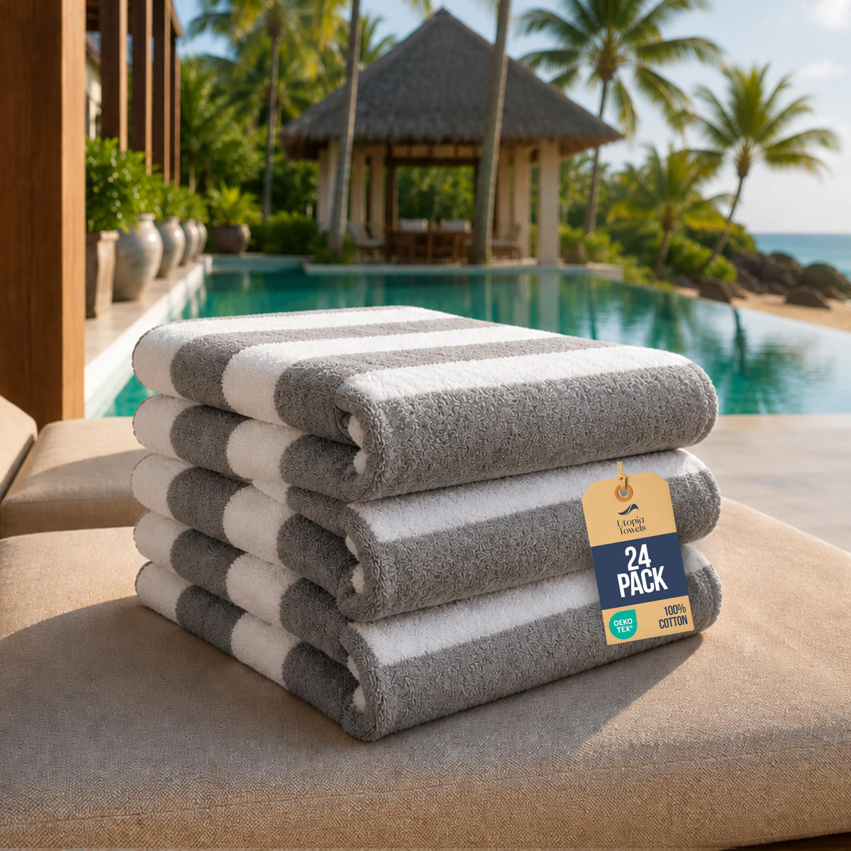 Utopia Towels Beach Towels, 4 Pack, 30x60 in, Bath Towels Cotton, Variety