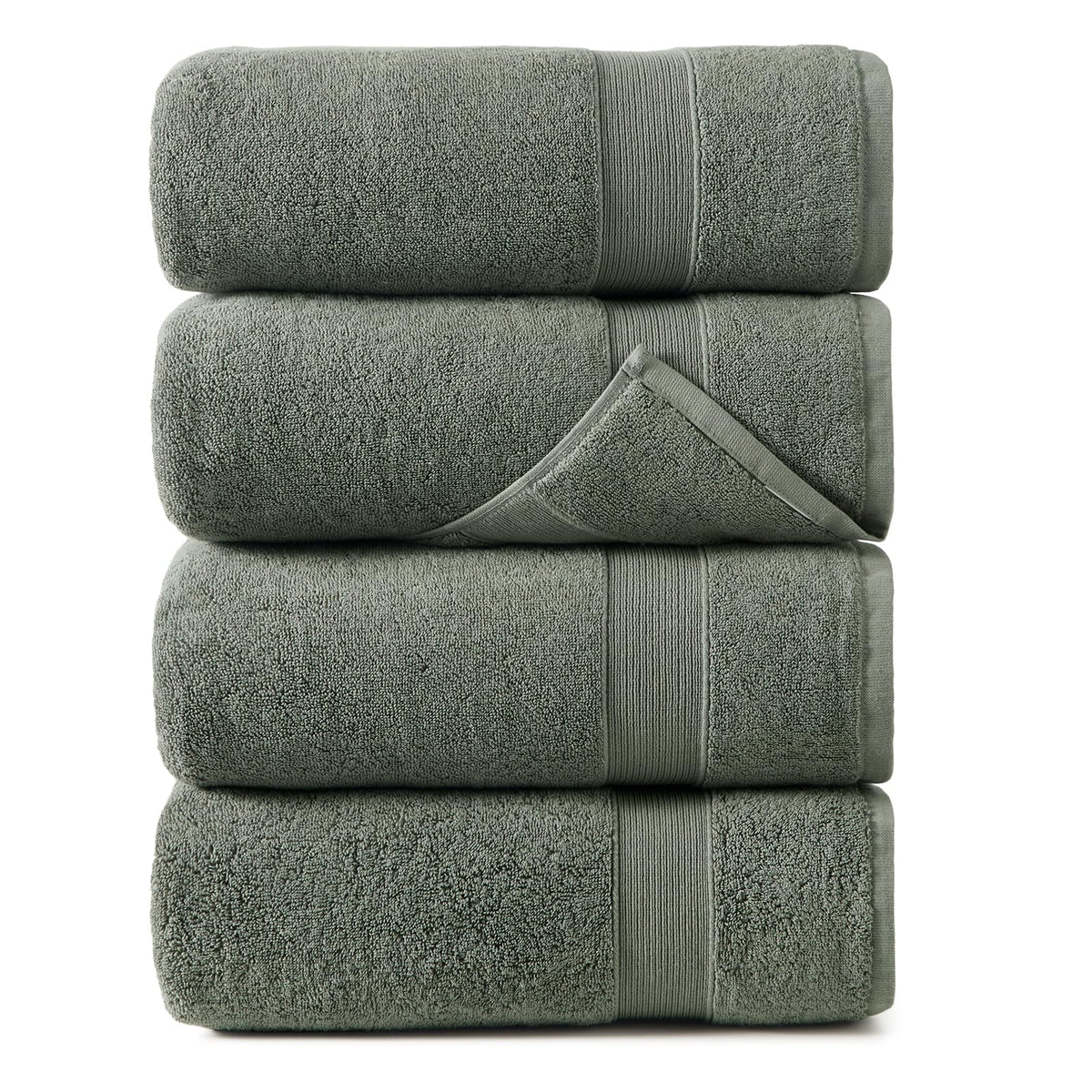 REDKISS 100% Luxury Cotton Bath Towels 4-Pack, Ultra-Thick, Plush, Soft & Highly Absorbent for Bathroom, Hotel, Spa and Home - 27" x 55"