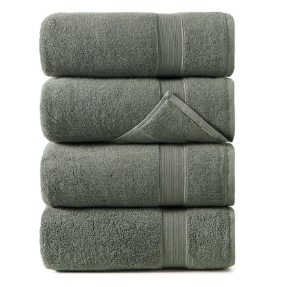 REDKISS 100% Luxury Cotton Bath Towels 4-Pack, Ultra-Thick, Plush, Soft & Highly Absorbent for Bathroom, Hotel, Spa and Home - 27" x 55"