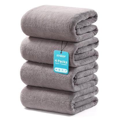 JOYMOOP Microfiber Bath Towels 4 Packs Extra Large 30" x 60", Mixed Color