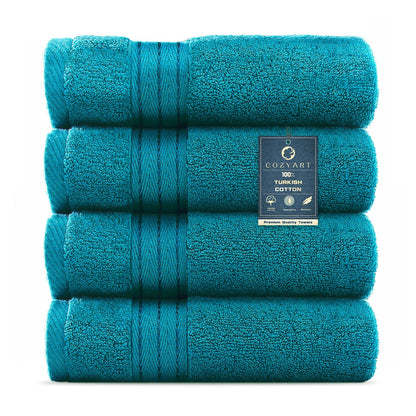 COZYART Luxury Bath Towel Set 6 Pcs, Dark Green 100% Turkish Cotton 650 GSM