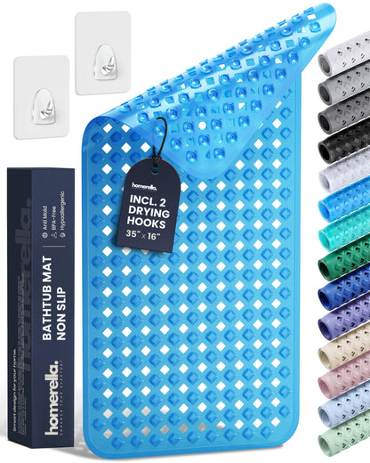 homerella Bathtub Mat Non Slip 35x16 Shower Mat Non Slip Anti Mold BPA Free