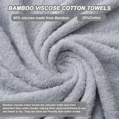 Aibaser Viscose from Bamboo and Cotton Bath Towels Set of 6-27x54 Inch Ultra Soft, Highly Absorbent Large Shower Towels for Bathroom, Spa & Gym