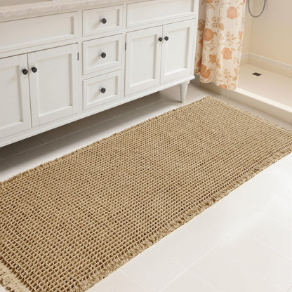SUBRTEX Bathroom Rugs Chenille Bath Rug Soft Short Plush Bath Mat Soft Shower Mat Water Absorbent Shower Mat Quick Dry Machine Washable(White,18" x 24")