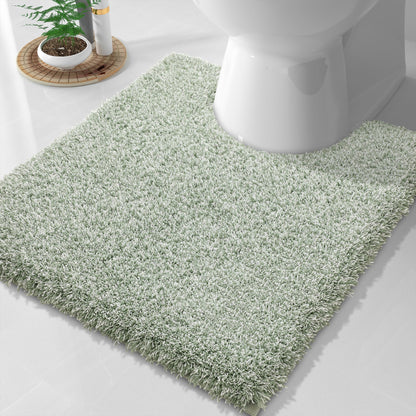 Yimobra Bathroom Rugs Non Slip Washable, Ultra Soft and Water Absorbent Bath Mats, Fluffy Shower Mat Outside, Plush Matts for Bathroom Floor/Sink, 24X17, Home Decor Accessories, Light Gray and White