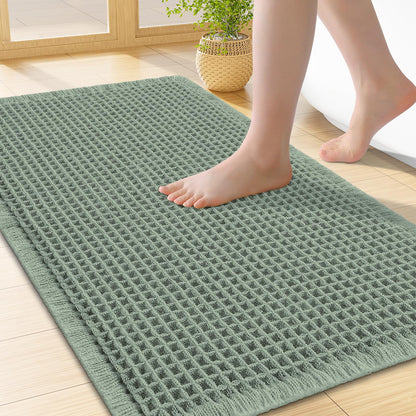 Smiry Waffle Bath Mat 30X20, Extra Soft Absorbent Bathroom Rugs, Brown