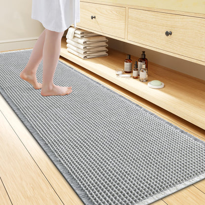 Smiry Waffle Bath Mat 30X20, Extra Soft Absorbent Bathroom Rugs, Brown