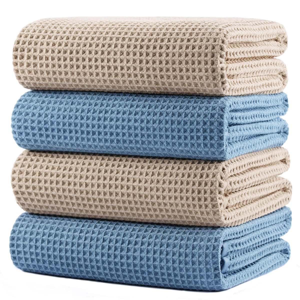 POLYTE 430 GSM Poly Blend Microfiber Quick Dry Waffle Bath Towel, 30x60 in