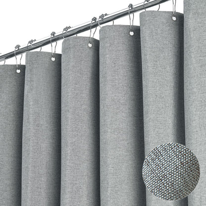 BTTN Beige Linen Textured Waterproof Cloth Shower Curtain Set, 72x72, Cream