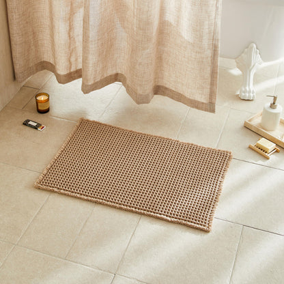 TYUU Waffle Bath Mat, Boho Bathroom Rugs Non Slip Washable, 30x20 Khaki