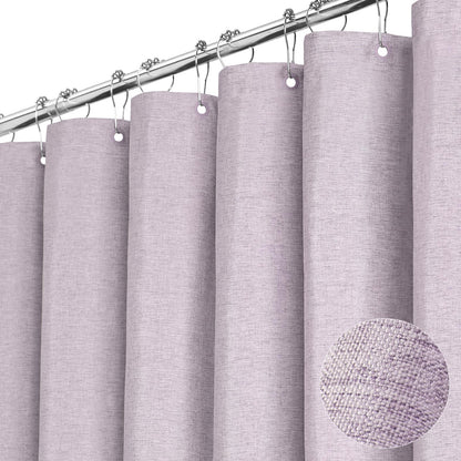 BTTN Beige Linen Textured Waterproof Cloth Shower Curtain Set, 72x72, Cream