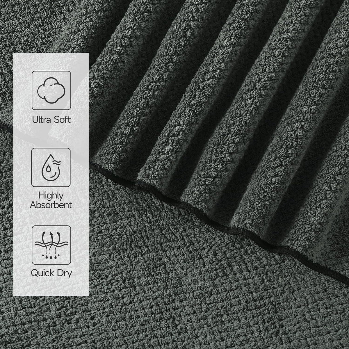 REDKISS 4 Pack Premium Bath Towels, Plush Coral Fleece Towels for Bathroom, Extra Large Bath Towels Set of 4 (35 x 70 in), Super Soft Highly Absorbent Shower Towels for Spa, Gym, Travel, Dark Gray