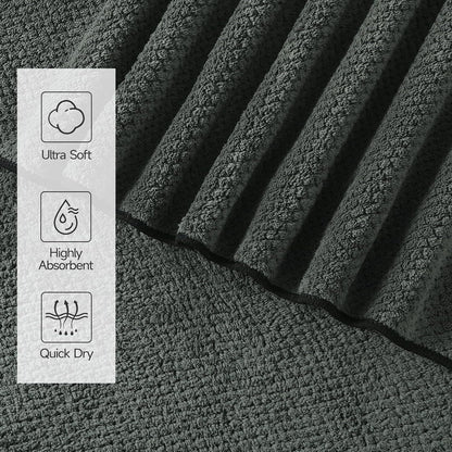 REDKISS 4 Pack Premium Bath Towels, Plush Coral Fleece Towels for Bathroom, Extra Large Bath Towels Set of 4 (35 x 70 in), Super Soft Highly Absorbent Shower Towels for Spa, Gym, Travel, Dark Gray