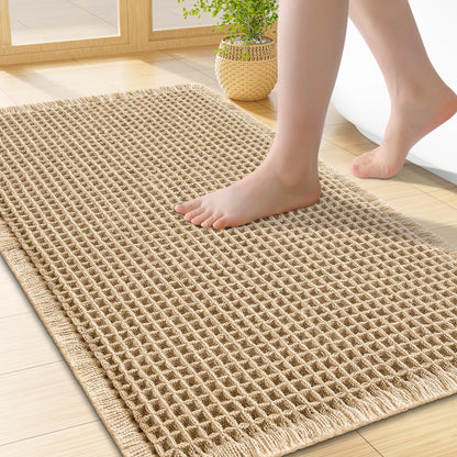 Smiry Waffle Bath Mat 30X20, Extra Soft Absorbent Bathroom Rugs, Brown