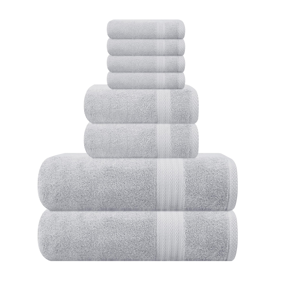 GLAMBURG Ultra Soft 8-Piece Towel Set - 100% Pure Ringspun Cotton, Contains 2 Oversized Bath Towels 27x54, 2 Hand Towels 16x28, 4 Wash Cloths 13x13 - Ideal for Everyday use, Hotel & Spa - Pink