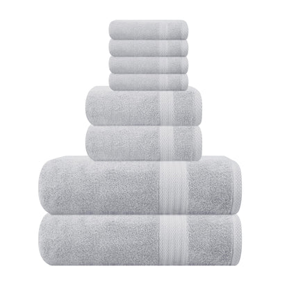 GLAMBURG Ultra Soft 8-Piece Towel Set - 100% Pure Ringspun Cotton, Contains 2 Oversized Bath Towels 27x54, 2 Hand Towels 16x28, 4 Wash Cloths 13x13 - Ideal for Everyday use, Hotel & Spa - Pink