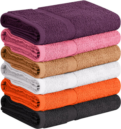 Towel and Linen Mart 100% Cotton 6 Pack Bath Towel Set, Quick Dry, Super Absorbent, Light Weight, Soft, (27 x 54 Pack of 6) Beige, White, Grey, Sky Blue, SAGE Green, Navy