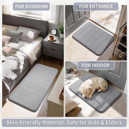 Yimobra Memory Foam Bath Mat, Super Soft & Absorbent Bathroom Rug, Grey