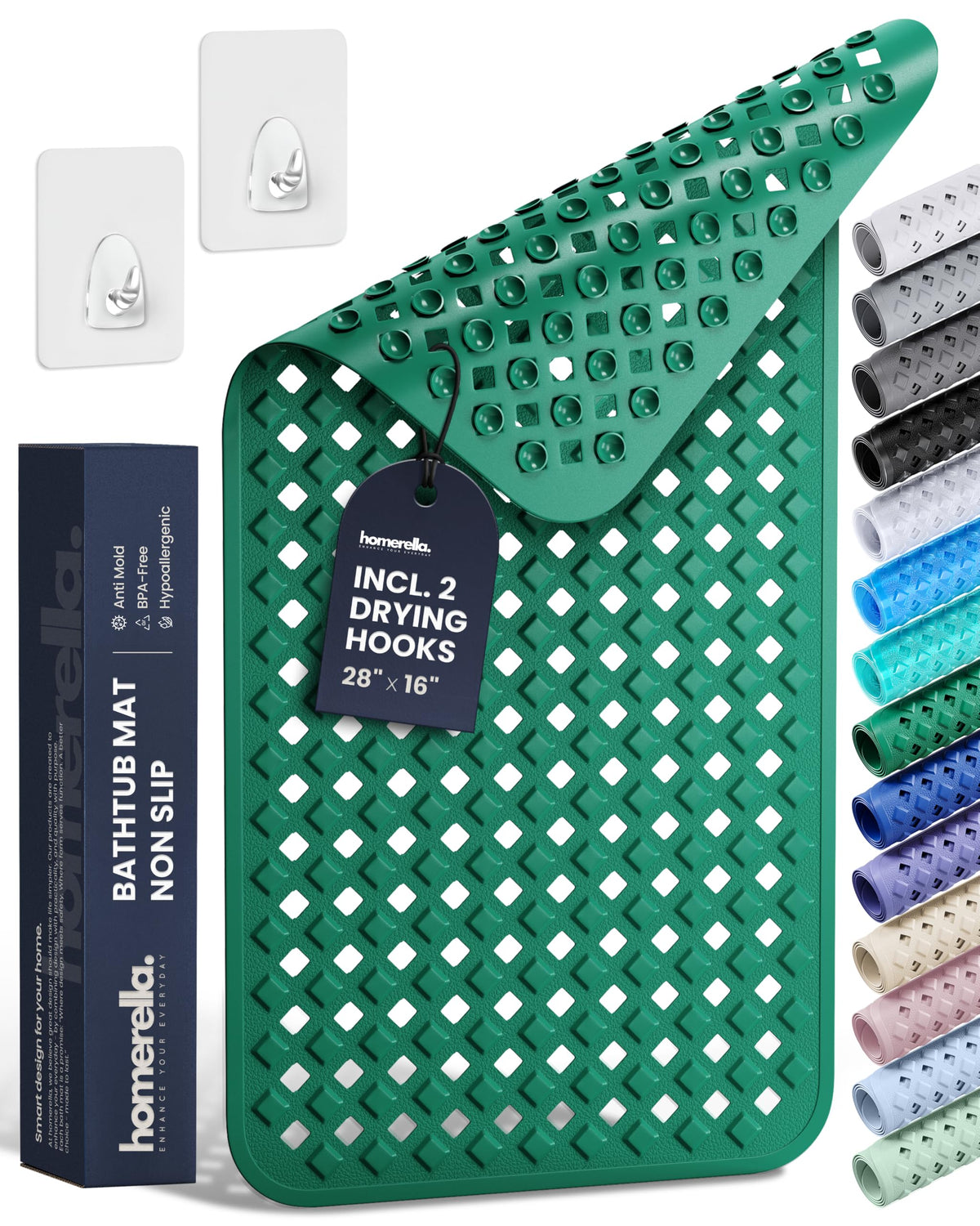 homerella Bathtub Mat Non Slip 35x16 Shower Mat Non Slip Anti Mold BPA Free