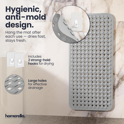 homerella Bathtub Mat Non Slip 35x16 Shower Mat Non Slip Anti Mold BPA Free