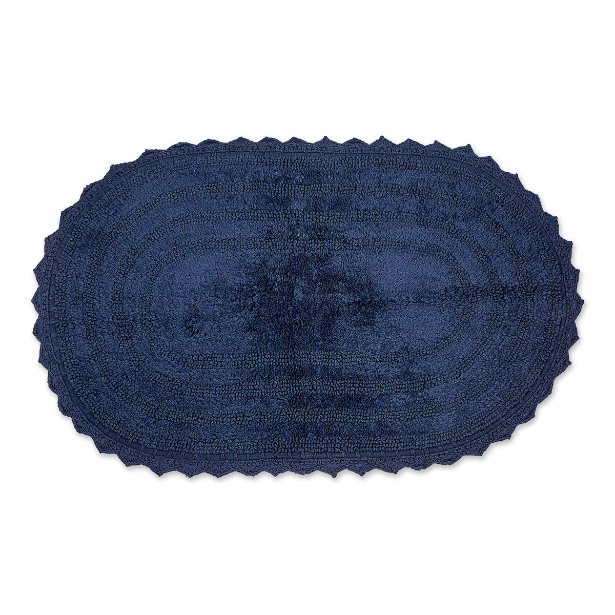 DII Crochet Collection Reversible Bath Mat, Small Oval, 17x24, White