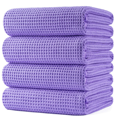 POLYTE 430 GSM Poly Blend Microfiber Quick Dry Waffle Bath Towel, 30x60 in