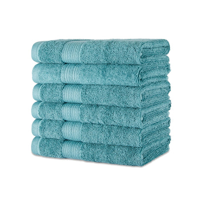 Amazon Basics 6-Piece Oversized Highly Absorbent Fade-Resistant Towel Set, 100% Cotton Towels for Bathroom, Soft, 2 Bath Towels, 2 Hand Towels, 2 Washcloths, White