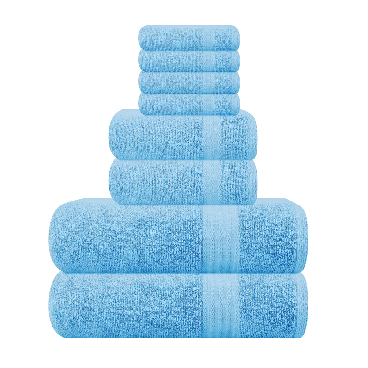 GLAMBURG Ultra Soft 8-Piece Towel Set - 100% Pure Ringspun Cotton, Contains 2 Oversized Bath Towels 27x54, 2 Hand Towels 16x28, 4 Wash Cloths 13x13 - Ideal for Everyday use, Hotel & Spa - Pink