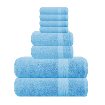 GLAMBURG Ultra Soft 8-Piece Towel Set - 100% Pure Ringspun Cotton, Contains 2 Oversized Bath Towels 27x54, 2 Hand Towels 16x28, 4 Wash Cloths 13x13 - Ideal for Everyday use, Hotel & Spa - Pink